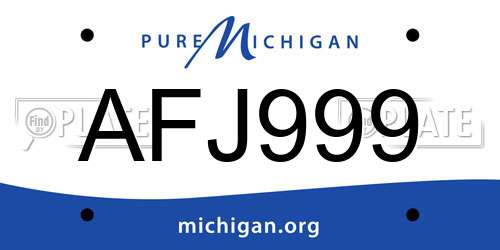 AFJ999 Michigan License Plate