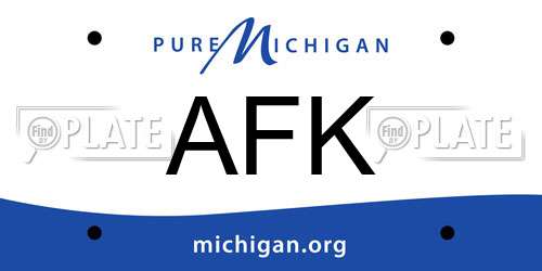AFK Michigan License Plate