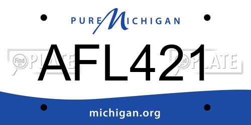 AFL421 Michigan License Plate