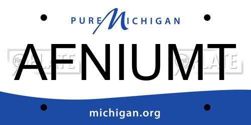 AFNIUMT Michigan License Plate