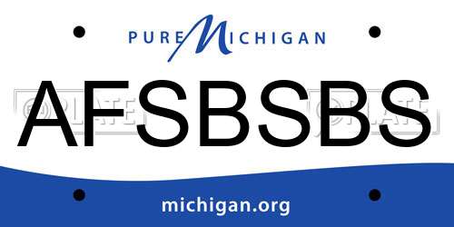 AFSBSBS Michigan License Plate
