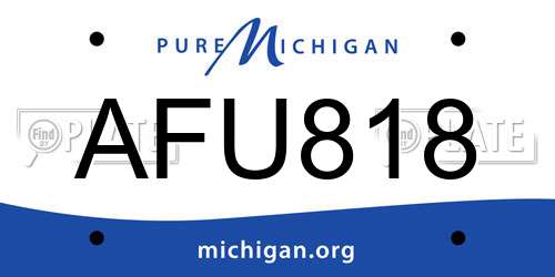 AFU818 Michigan License Plate