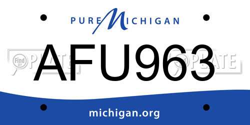 AFU963 Michigan License Plate