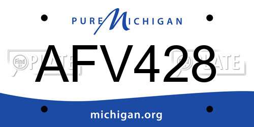 AFV428 Michigan License Plate
