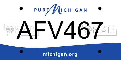 AFV467 Michigan License Plate