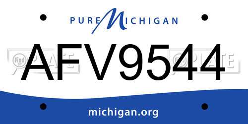 AFV9544 Michigan License Plate