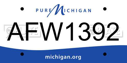 AFW1392 Michigan License Plate