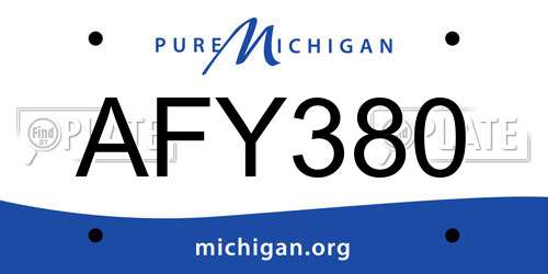 AFY380 Michigan License Plate