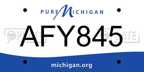 AFY845 Michigan License Plate
