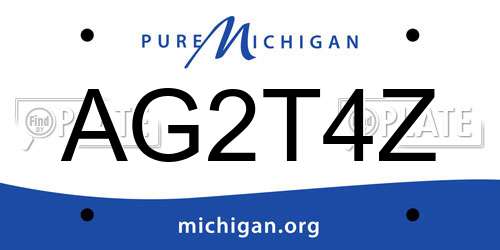 AG2T4Z Michigan License Plate
