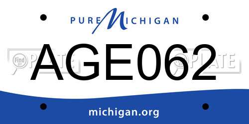 AGE062 Michigan License Plate