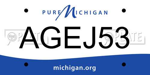 AGEJ53 Michigan License Plate