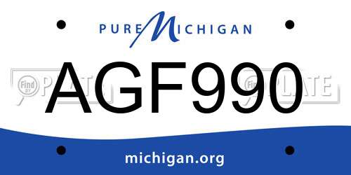 AGF990 Michigan License Plate