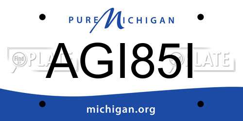 AGI85I Michigan License Plate