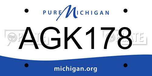 AGK178 Michigan License Plate
