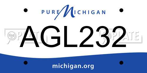 AGL232 Michigan License Plate