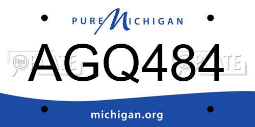 AGQ484 Michigan License Plate