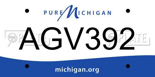 AGV392 Michigan License Plate