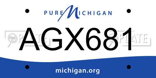AGX681 Michigan License Plate