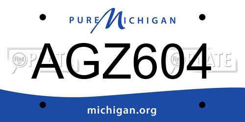 AGZ604 Michigan License Plate