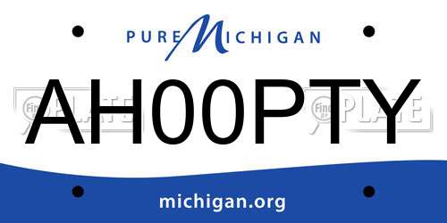 AH00PTY Michigan License Plate