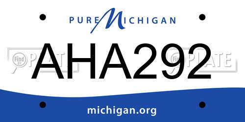 AHA292 Michigan License Plate