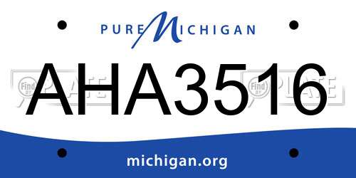 AHA3516 Michigan License Plate