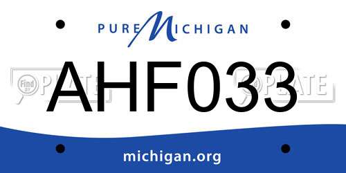 AHF033 Michigan License Plate