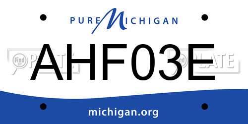 AHF03E Michigan License Plate