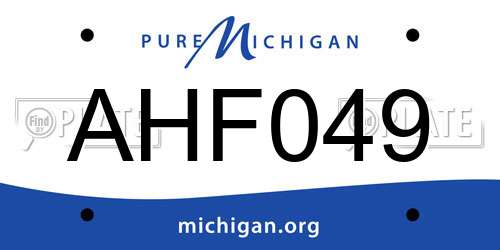 AHF049 Michigan License Plate