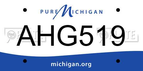 AHG519 Michigan License Plate