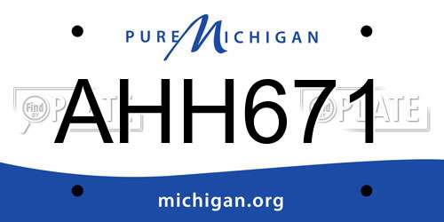 AHH671 Michigan License Plate