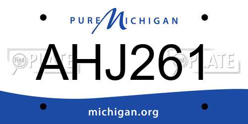 AHJ261 Michigan License Plate