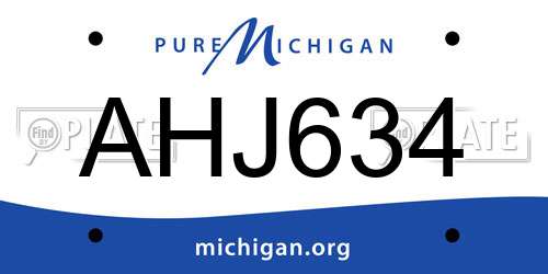 AHJ634 Michigan License Plate
