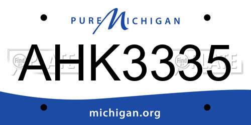 AHK3335 Michigan License Plate