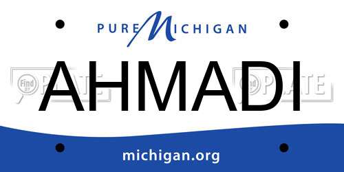AHMADI Michigan License Plate
