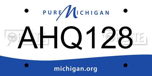 AHQ128 Michigan License Plate