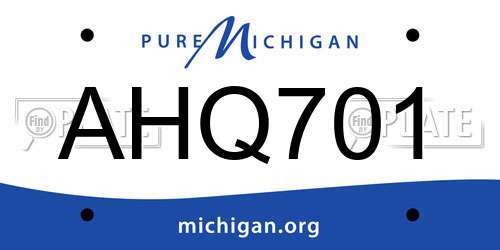 AHQ701 Michigan License Plate