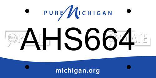 AHS664 Michigan License Plate