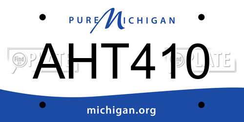 AHT410 Michigan License Plate