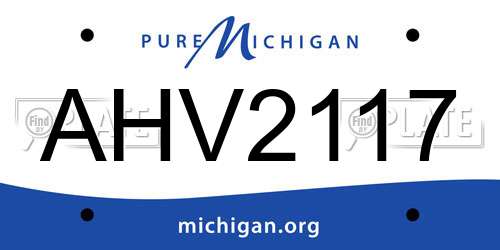 AHV2117 Michigan License Plate