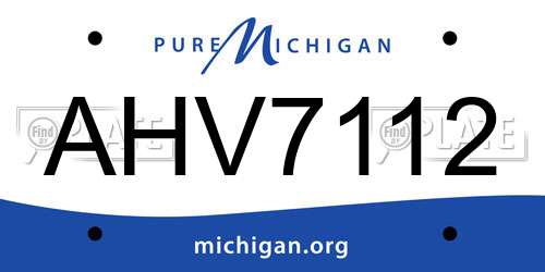 AHV7112 Michigan License Plate