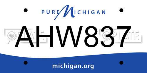 AHW837 Michigan License Plate