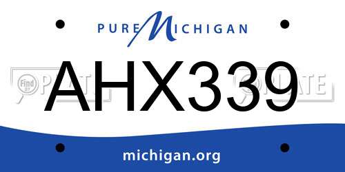 AHX339 Michigan License Plate