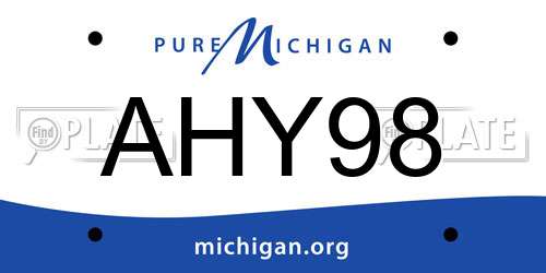 AHY98 Michigan License Plate