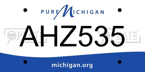 AHZ535 Michigan License Plate