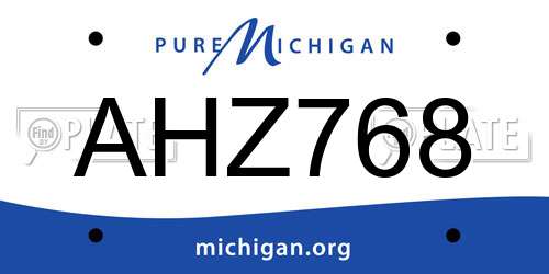 AHZ768 Michigan License Plate