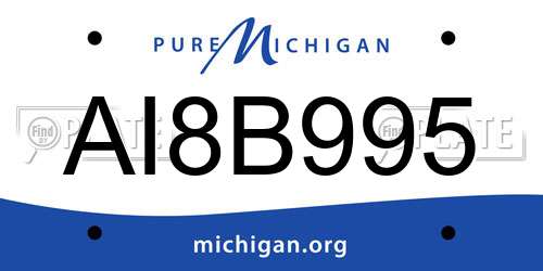 AI8B995 Michigan License Plate