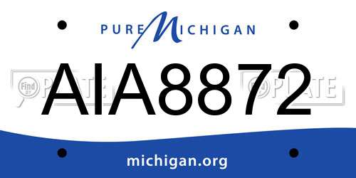AIA8872 Michigan License Plate