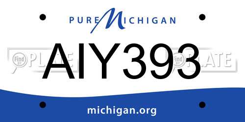 AIY393 Michigan License Plate